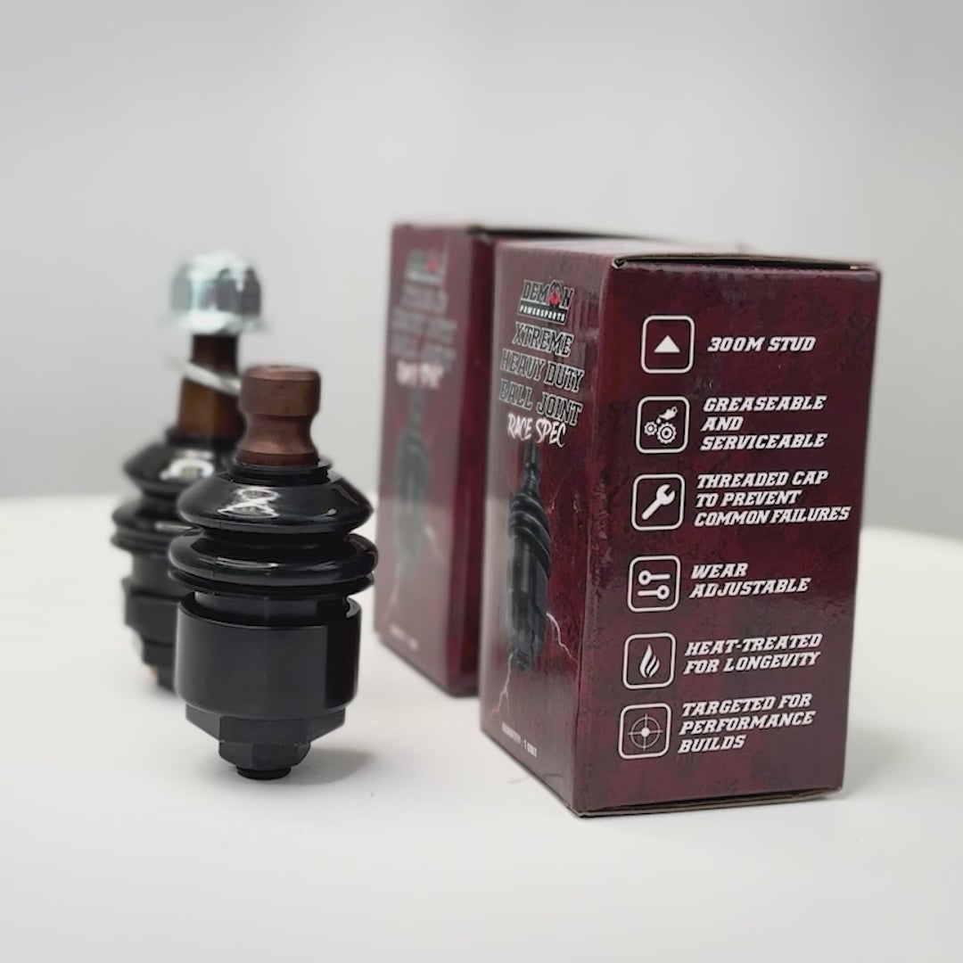 Load video: Can-Am Commander Max 1000 Demon Xtreme Heavy Duty Ball Joint Race Spec